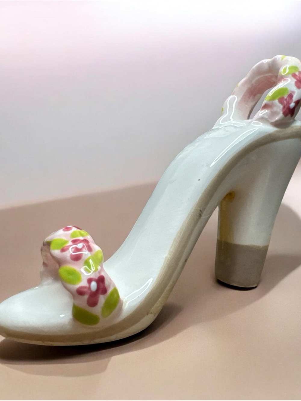 Miniature Ladies Floral Ceramic Shoe figurine